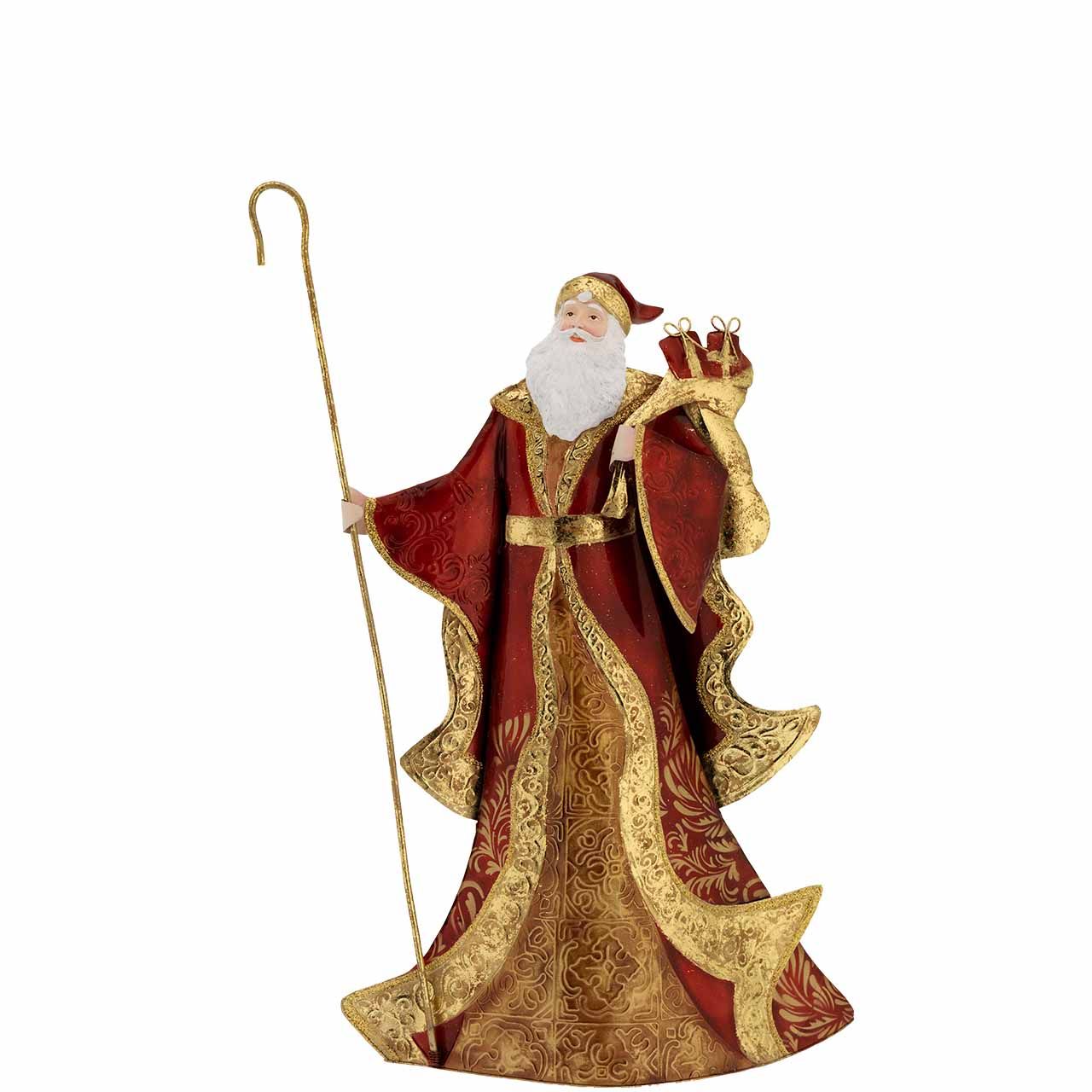 BABBO NATALE IN METALLO SMALTATO E MADREPERLA CAPIZ H. 46